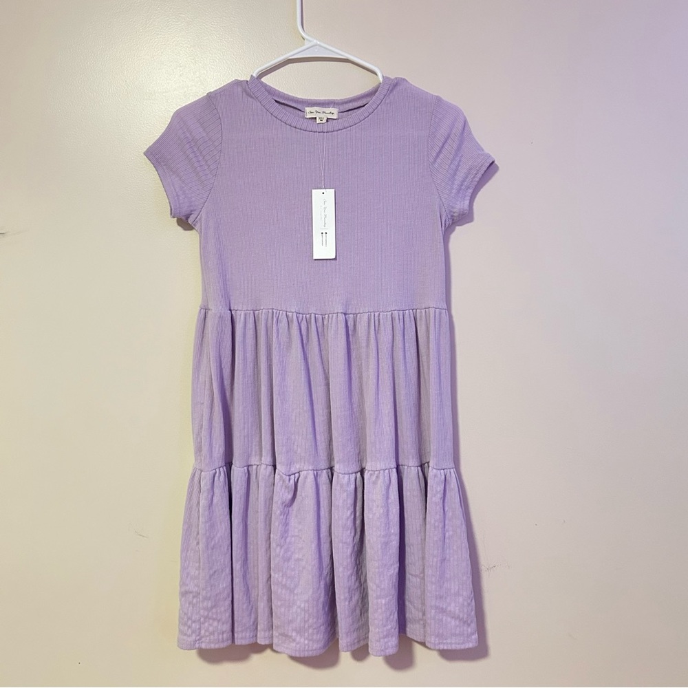NWT See You Monday Purple Tiered short sleeve Dress Size Medium
